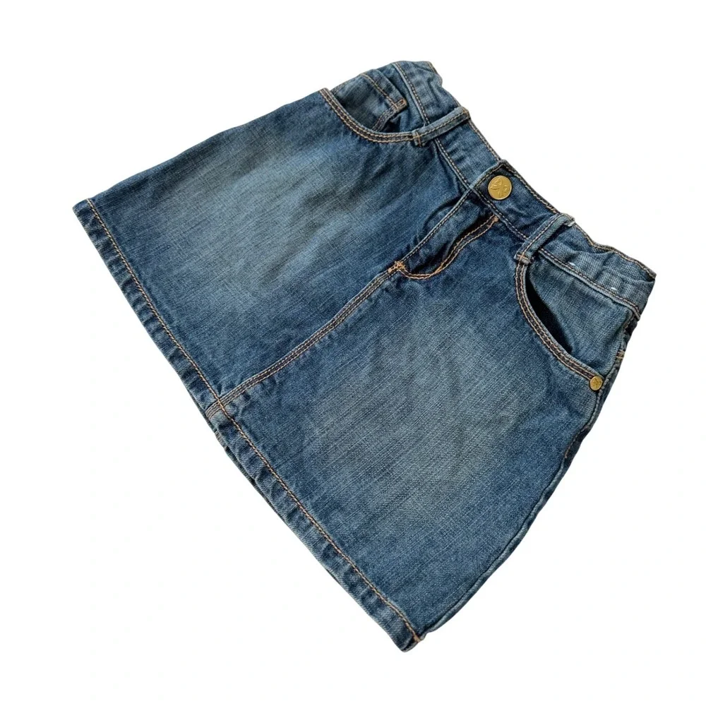 Gymboree Girls Medium Wash Denim Mini Skirt Adjustable‎ Waist Size 6